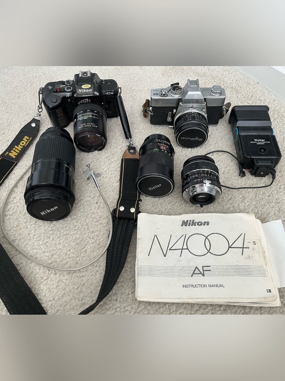 Vintage camera lot with Lenses and Flash